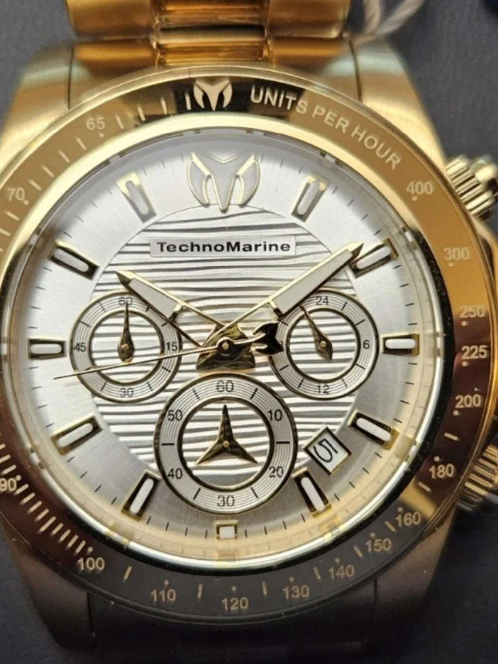 TechnoMarine Manta Ray Men's Watch 42mm Gold TM-225122 VD53 NEW